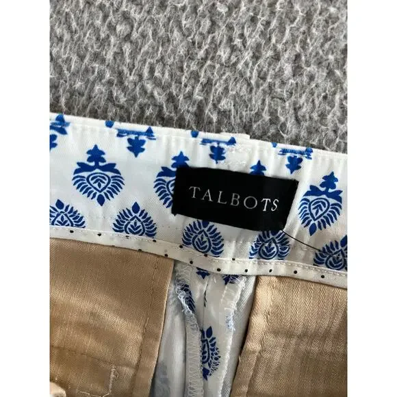 NWT Talbots Perfect Skimmer Pants 4 Small Slim Leg Crop Geometric Beach Classic - Picture 13 of 16